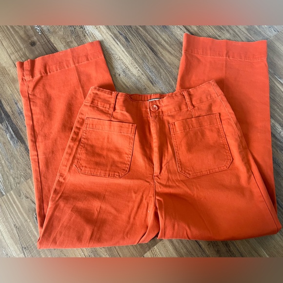 Bagatelle Collection NY 8 Cropped Wide Leg Twill Trouser Pants Orange Pant - Picture 5 of 8